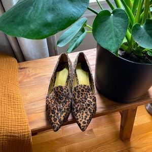 Leopard print pointed slip ons